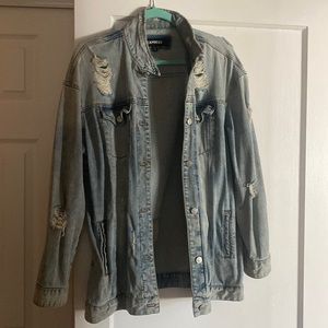 Express Distressed oversized jean jacket